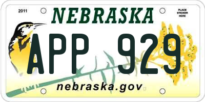 NE license plate APP929