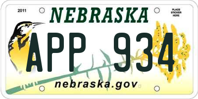 NE license plate APP934