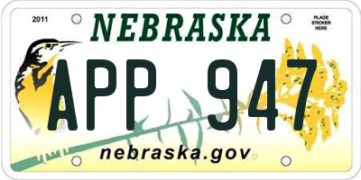 NE license plate APP947