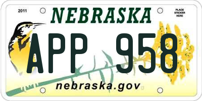 NE license plate APP958
