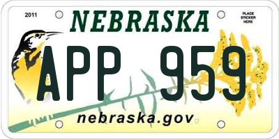 NE license plate APP959
