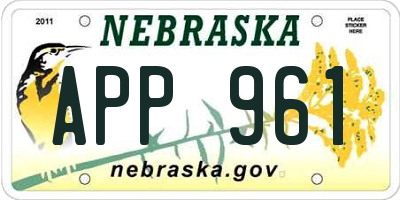 NE license plate APP961