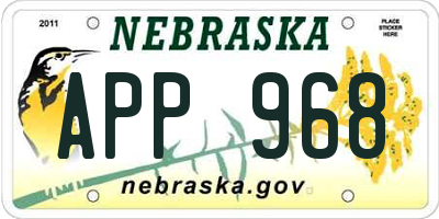 NE license plate APP968