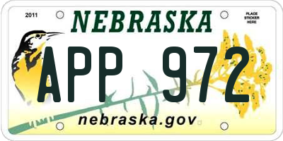 NE license plate APP972