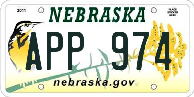 NE license plate APP974