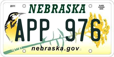 NE license plate APP976