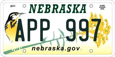 NE license plate APP997