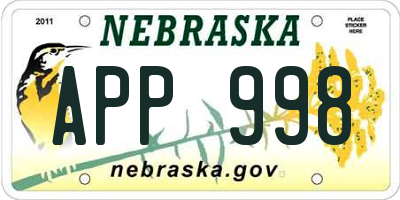 NE license plate APP998