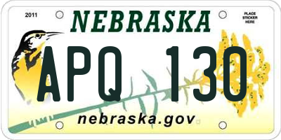 NE license plate APQ130