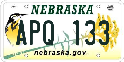 NE license plate APQ133