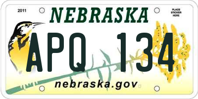 NE license plate APQ134