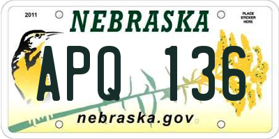 NE license plate APQ136