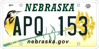 NE license plate APQ153