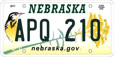 NE license plate APQ210