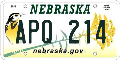 NE license plate APQ214