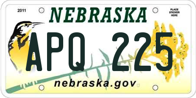 NE license plate APQ225