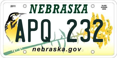 NE license plate APQ232
