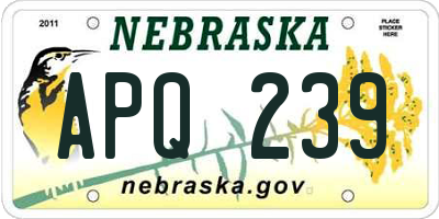 NE license plate APQ239