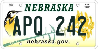 NE license plate APQ242