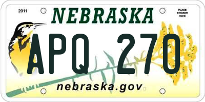 NE license plate APQ270