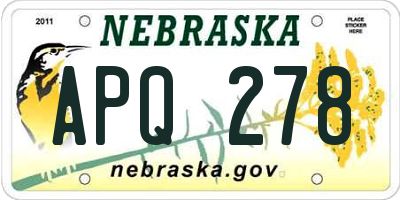 NE license plate APQ278
