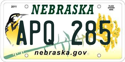 NE license plate APQ285