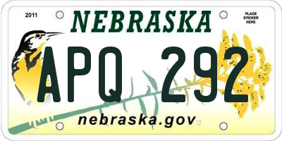 NE license plate APQ292