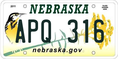 NE license plate APQ316