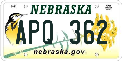 NE license plate APQ362