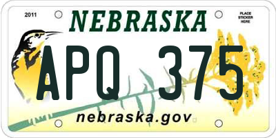NE license plate APQ375
