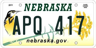 NE license plate APQ417