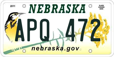 NE license plate APQ472