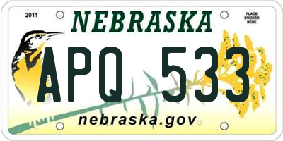 NE license plate APQ533