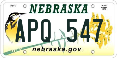 NE license plate APQ547