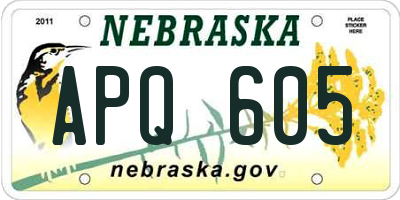 NE license plate APQ605