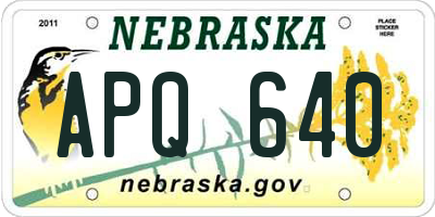 NE license plate APQ640