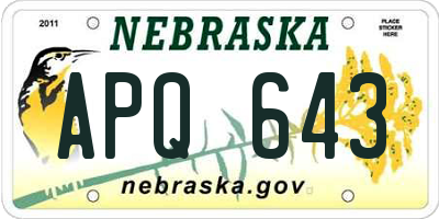 NE license plate APQ643