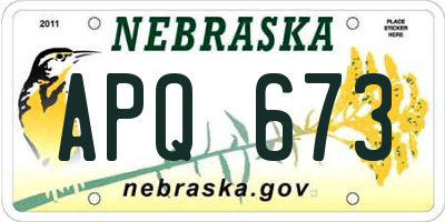 NE license plate APQ673