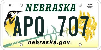 NE license plate APQ707