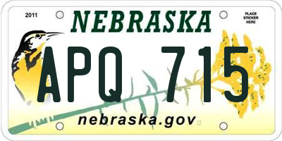 NE license plate APQ715