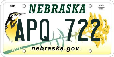 NE license plate APQ722