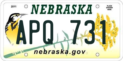 NE license plate APQ731