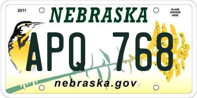 NE license plate APQ768