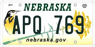 NE license plate APQ769