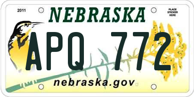 NE license plate APQ772