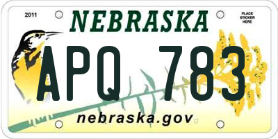 NE license plate APQ783