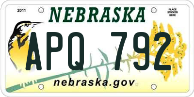 NE license plate APQ792
