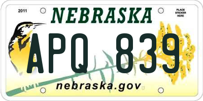NE license plate APQ839