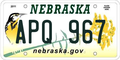 NE license plate APQ967