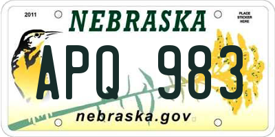 NE license plate APQ983